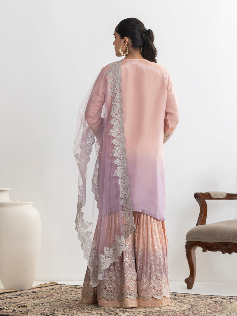 Aarzu Embroidered Garara Set - Peachy Pink