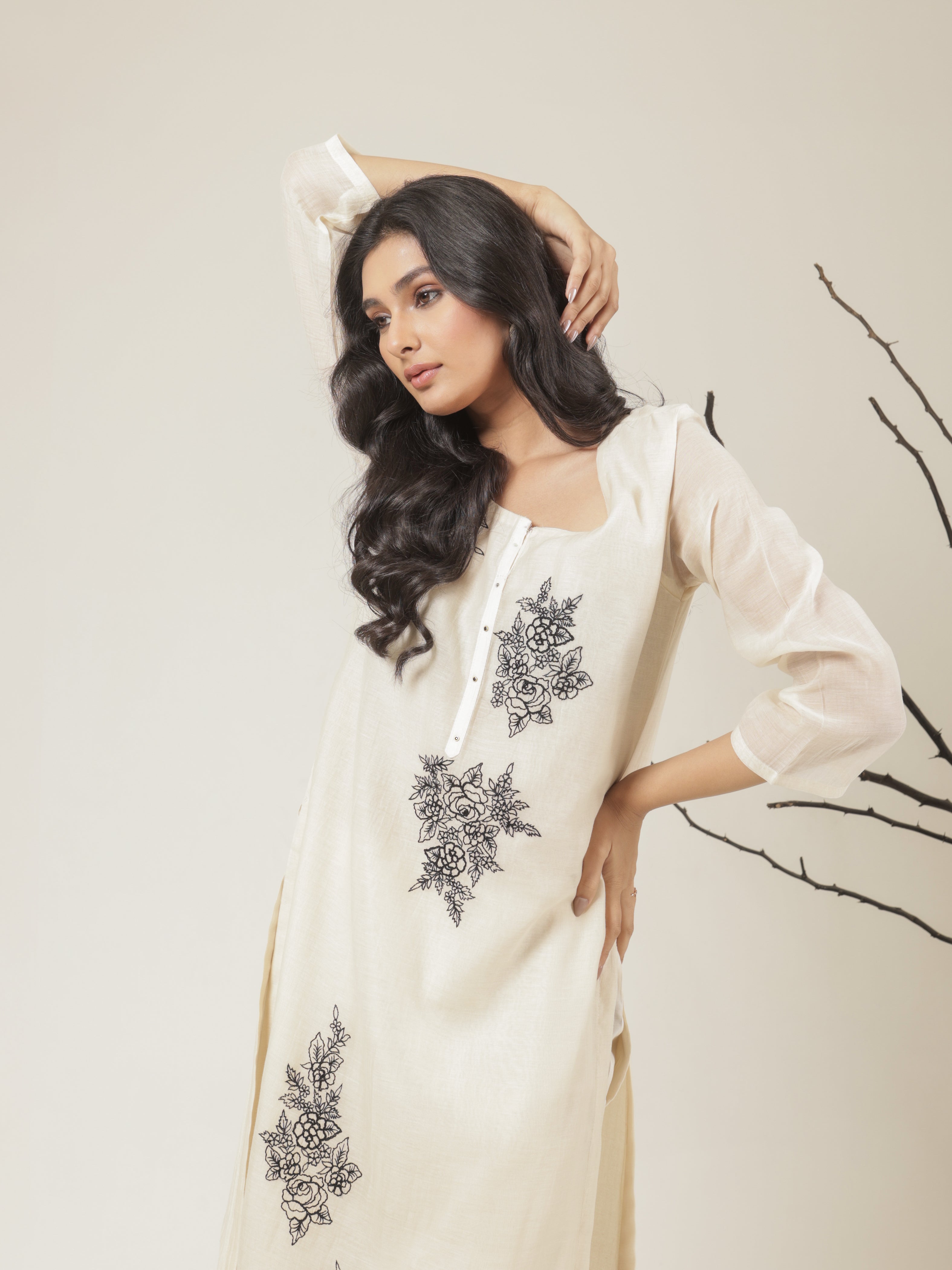 Vanya Pure Mul Chanderi Embroidered Kurta Set with Dupatta