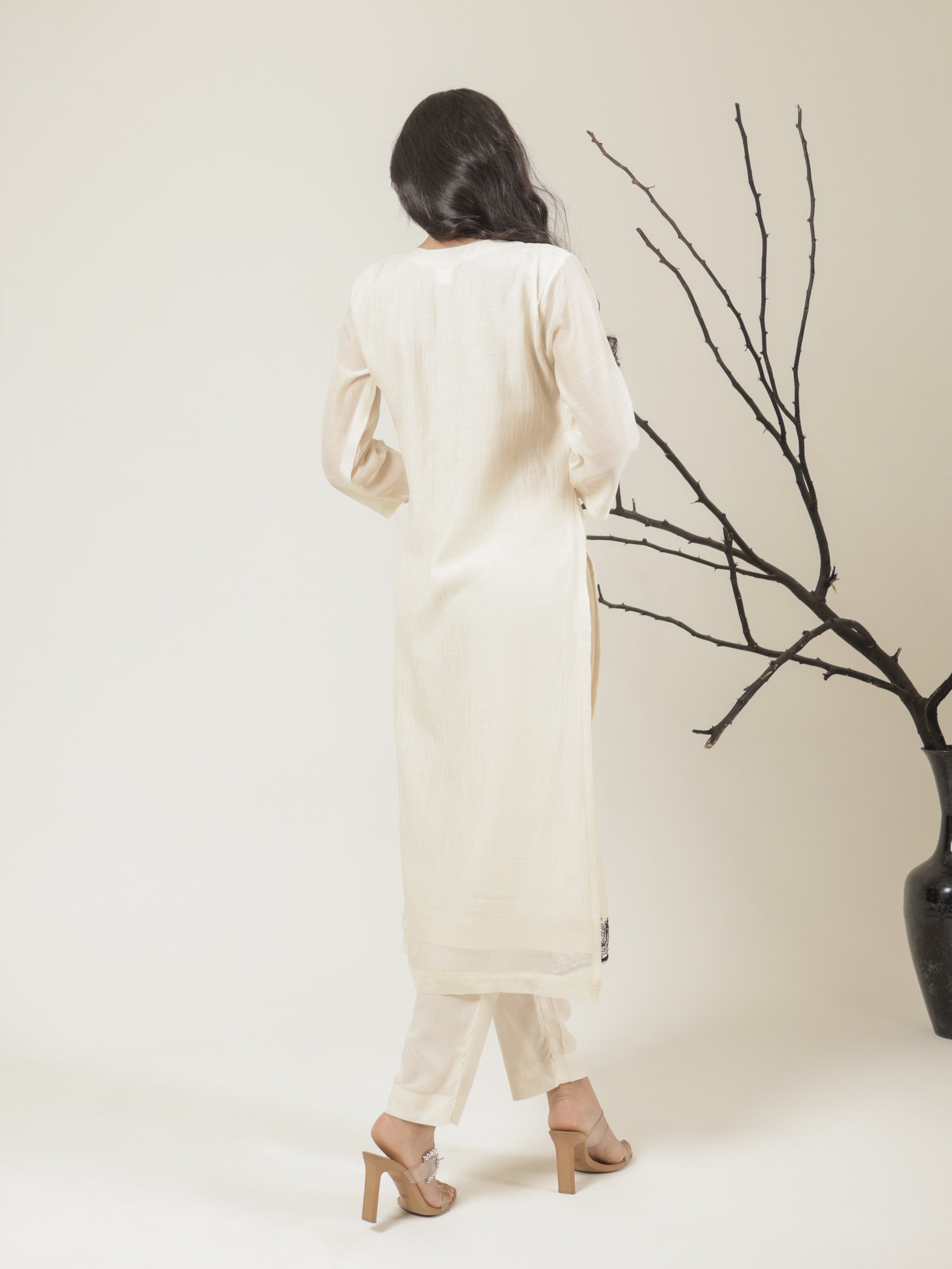 Vanya Pure Mul Chanderi Embroidered Kurta Set with Dupatta