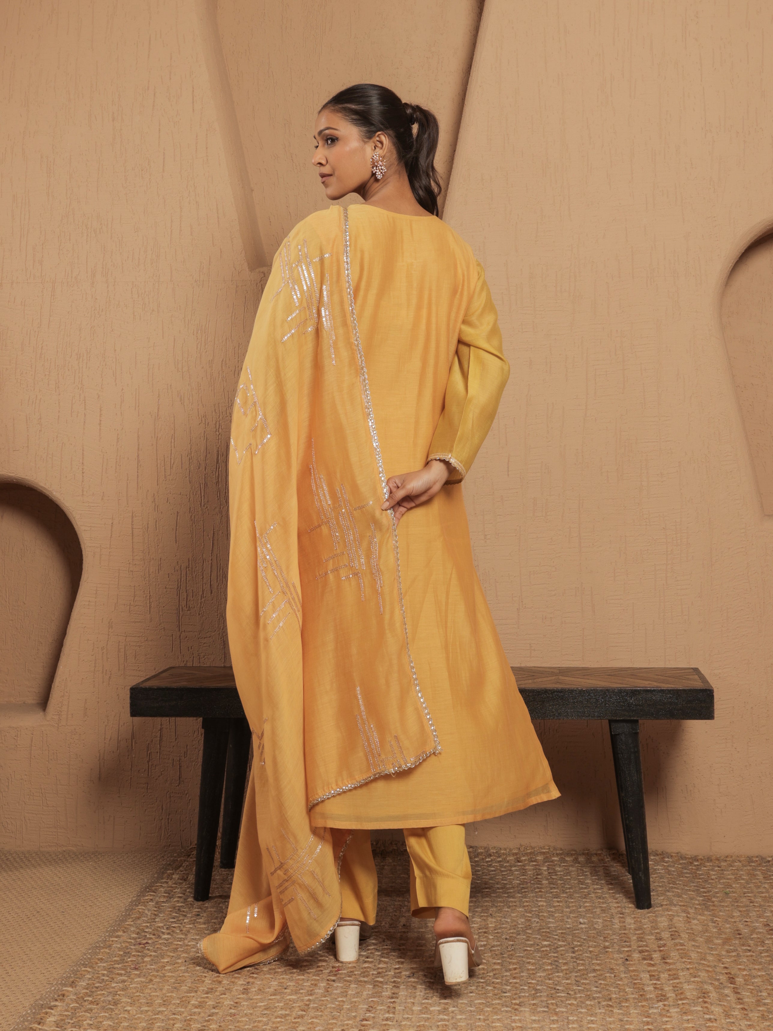 Arohi Pure Mul Chanderi Embroidered Kurta Set with Dupatta - Sunset Mermaid