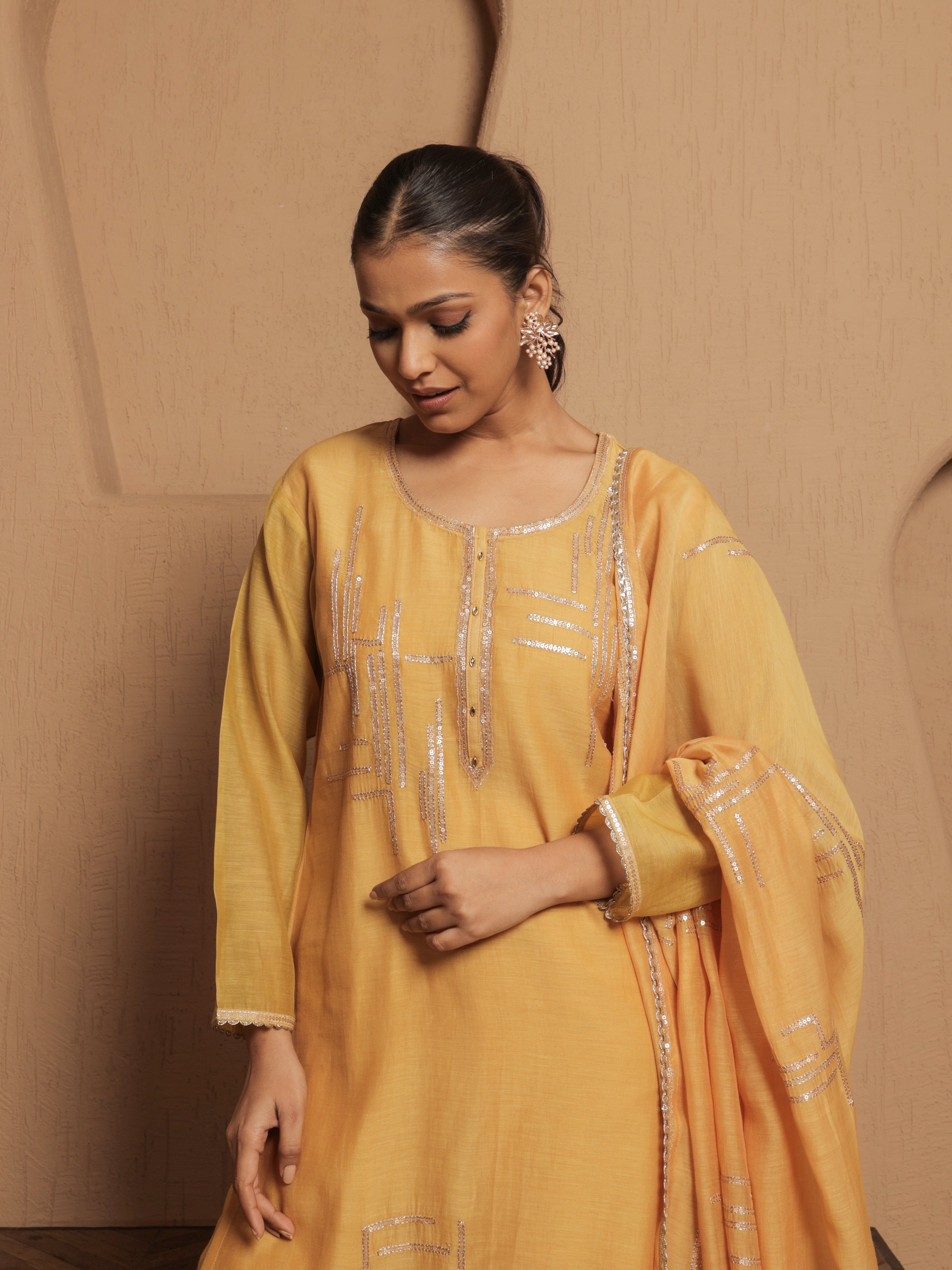Arohi Pure Mul Chanderi Embroidered Kurta Set with Dupatta - Sunset Mermaid