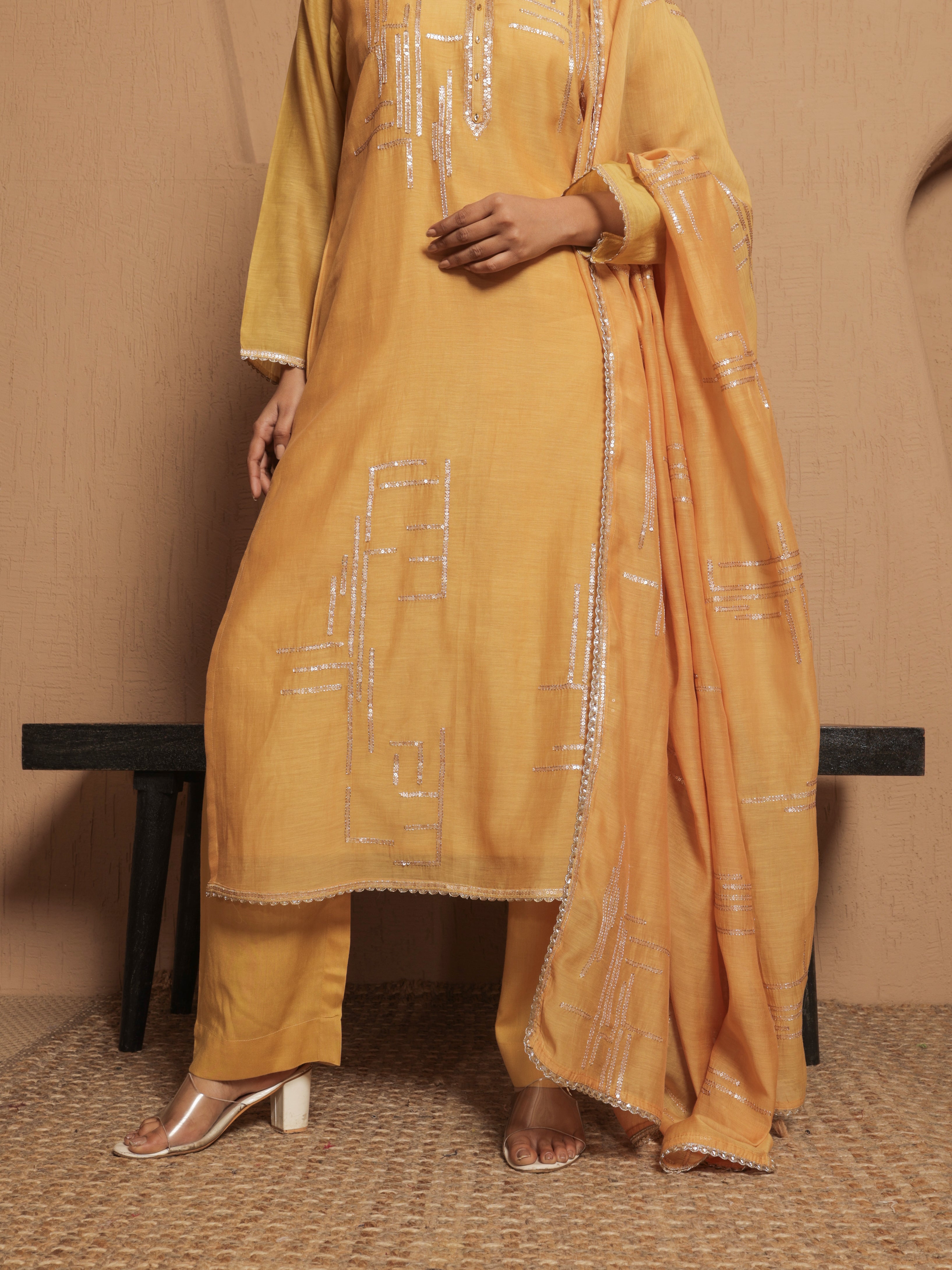 Arohi Pure Mul Chanderi Embroidered Kurta Set with Dupatta - Sunset Mermaid