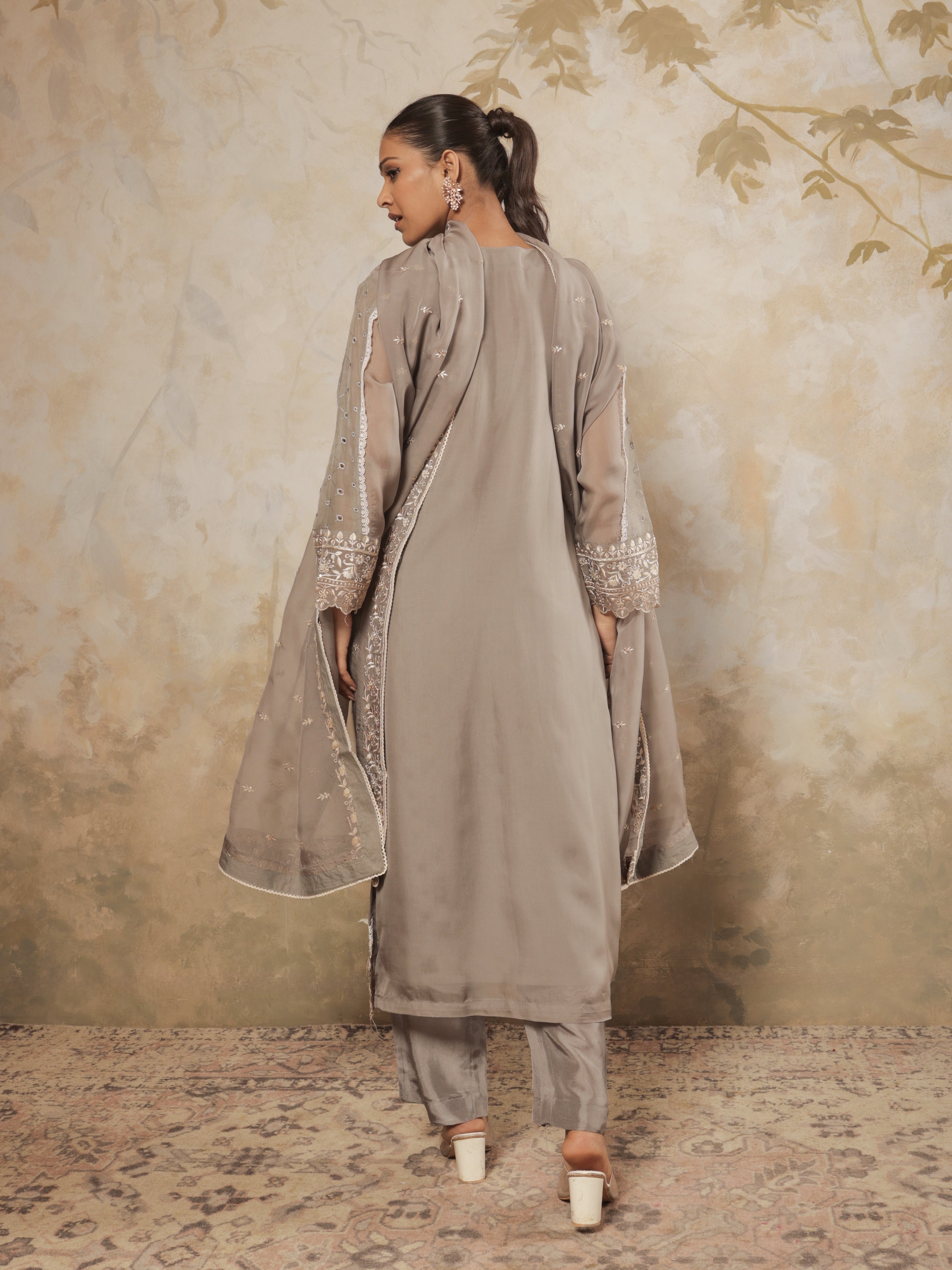 Aarzoo Pure Organza Embroidered Kurta Set with Dupatta