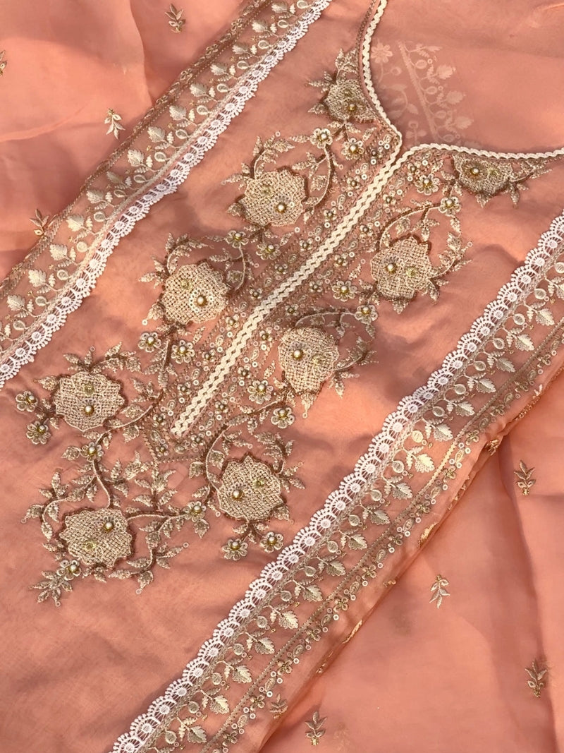 Aarzoo Pure Organza Embroidered Kurta Set with Dupatta