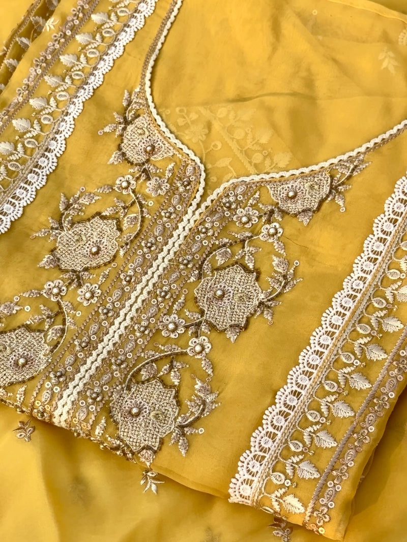Aarzoo Pure Organza Embroidered Kurta Set with Dupatta
