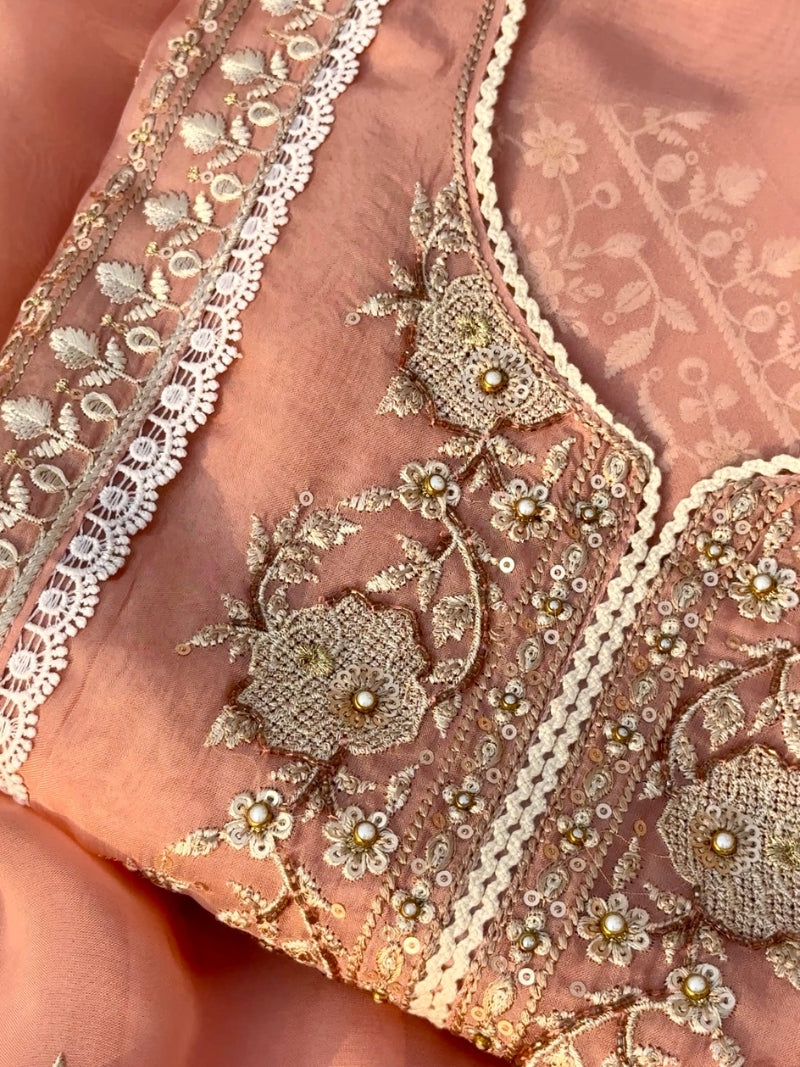 Aarzoo Pure Organza Embroidered Kurta Set with Dupatta