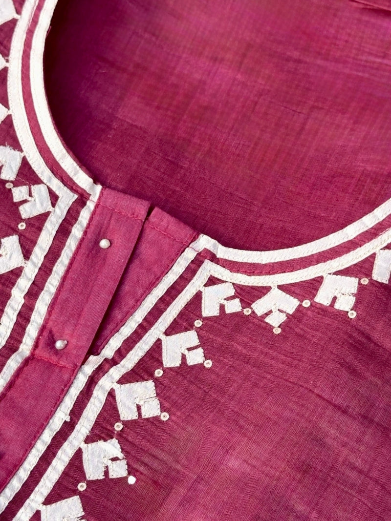 Aabroo Pure Mul Chanderi Embroidered Kurta Set with Dupatta
