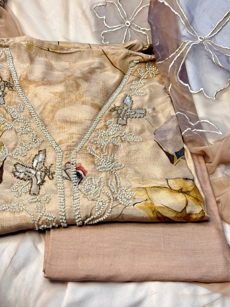 Amaya Bemberg Muslin Printed Kurta Set with Chiffon Dupatta