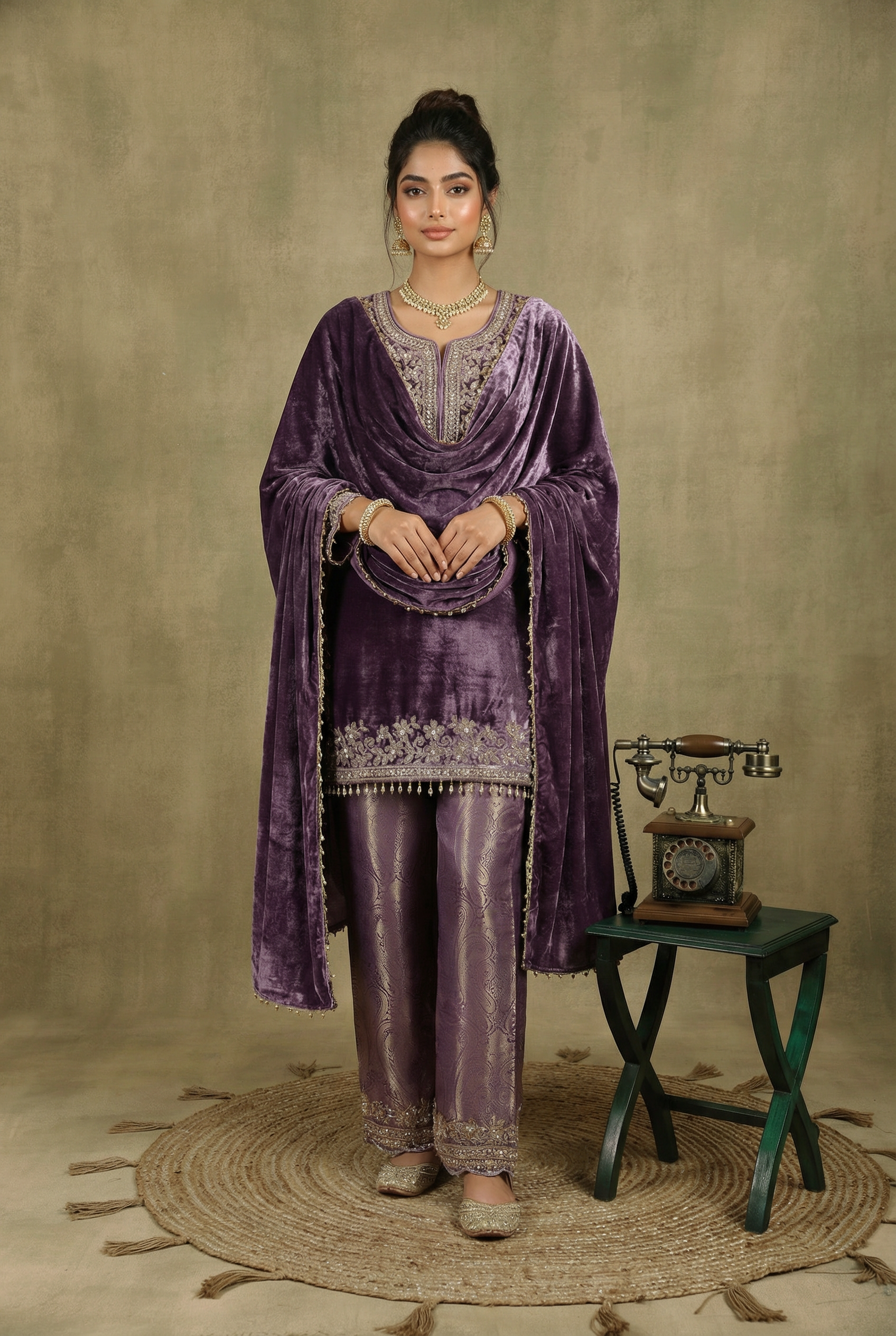 Zoya Velvet Brocade Suit Set