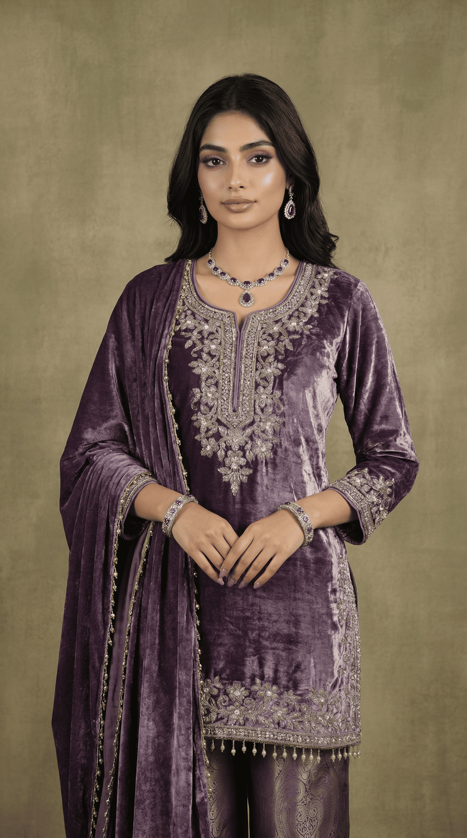Zoya Velvet Brocade Suit Set