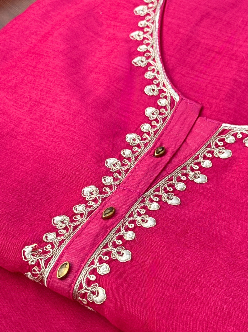 Eshna Pure Mul Chanderi Embroidered Kurta Set with Dupatta