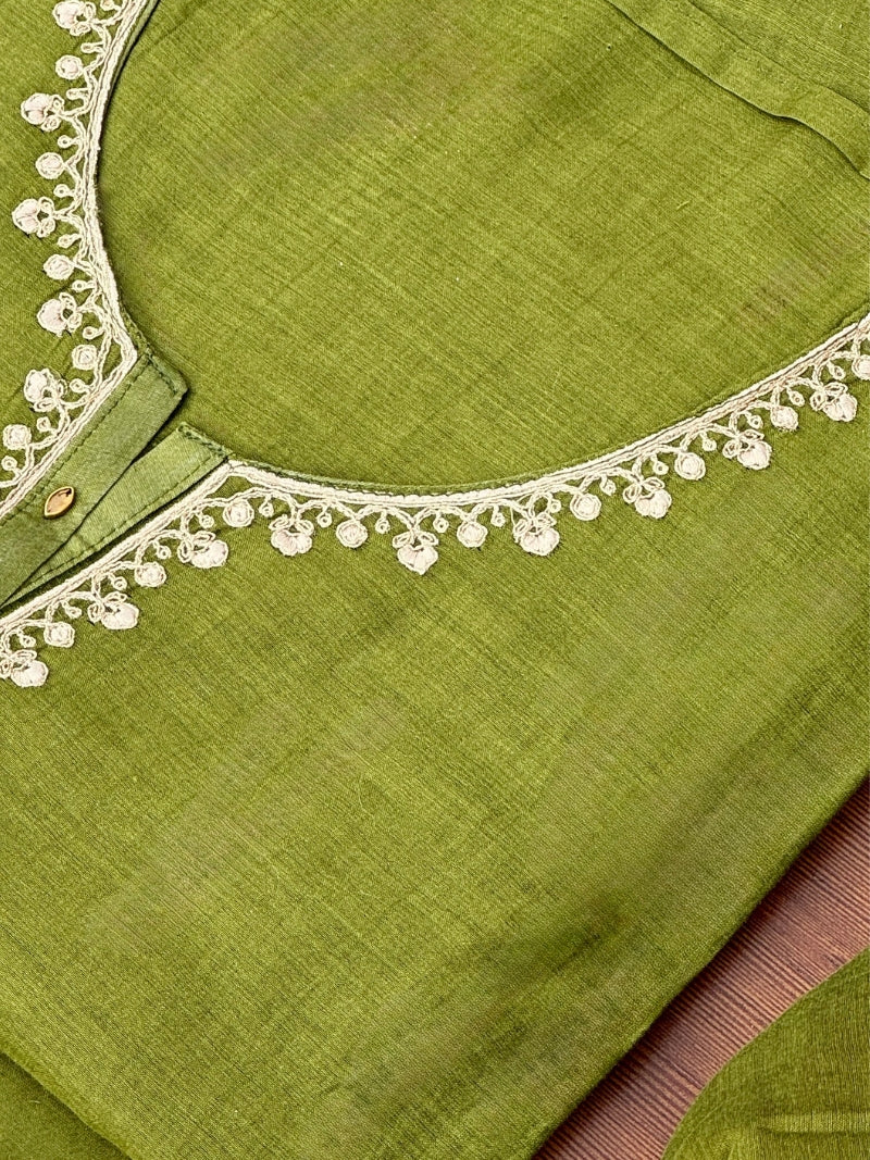 Eshna Pure Mul Chanderi Embroidered Kurta Set with Dupatta