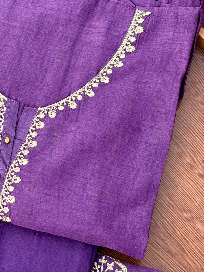 Eshna Pure Mul Chanderi Embroidered Kurta Set with Dupatta