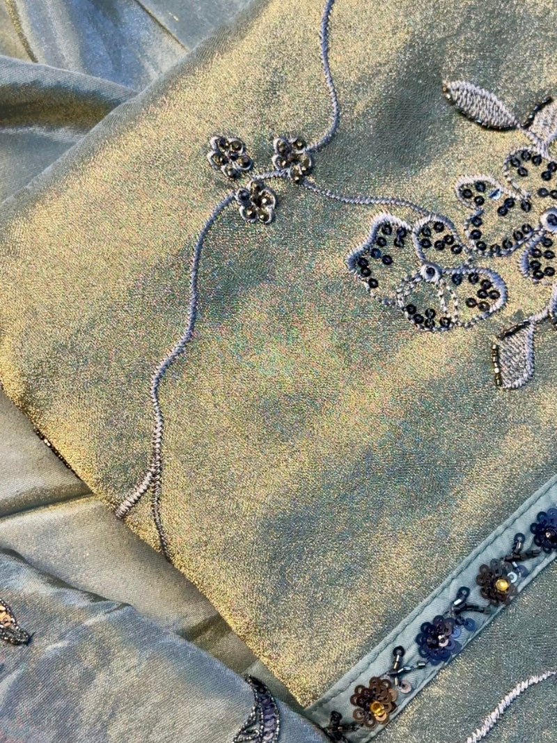 Elina Tissue Embroidered Kurta Set with Dupatta - Rose Gold