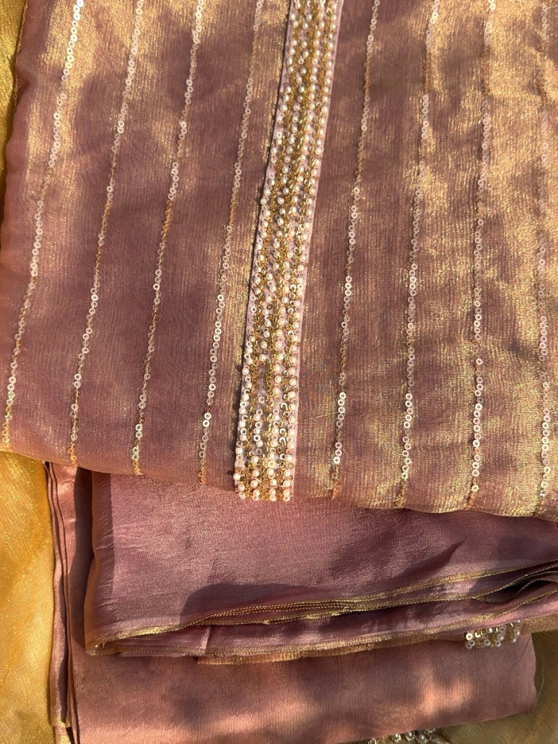 Alezia Tissue Embroidered Kurta Set with Dupatta