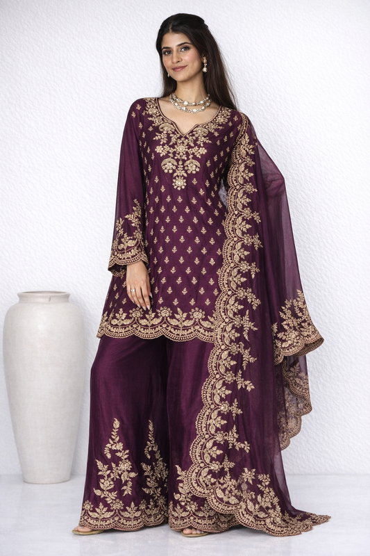 Aarini Mul Chanderi Dori Embroidered Sharara Set