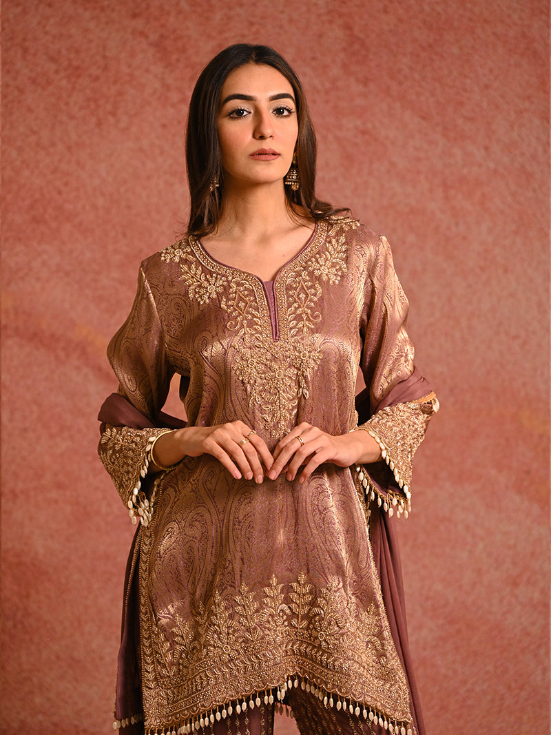 Mehreen Tissue Embroidered Sharara Set with Dupatta