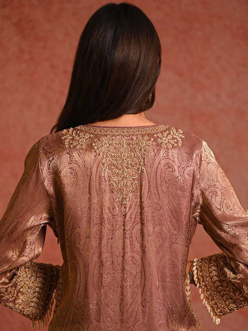 Mehreen Tissue Embroidered Sharara Set with Dupatta