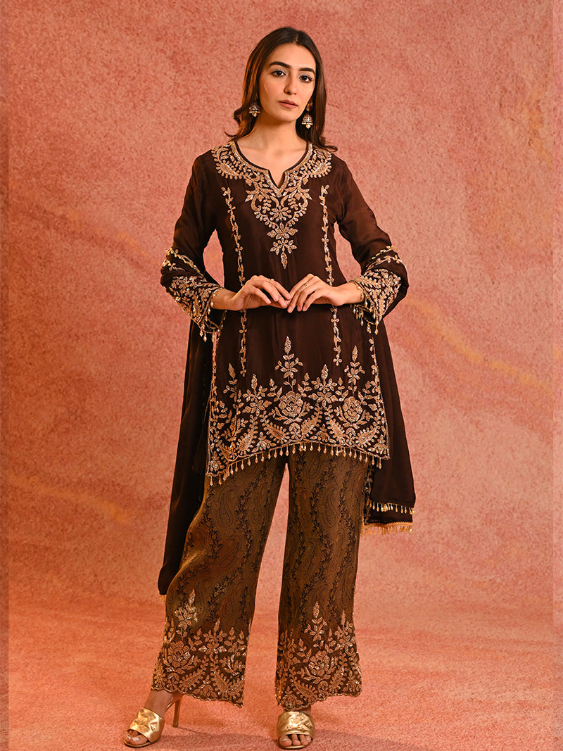 Mira Chinon Embroidered Set with Dupatta