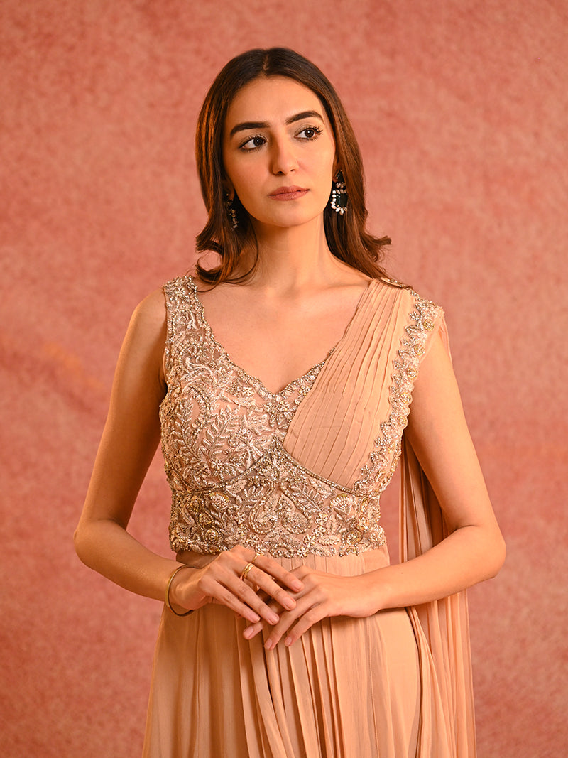Blush Pre-Draped Saree Set