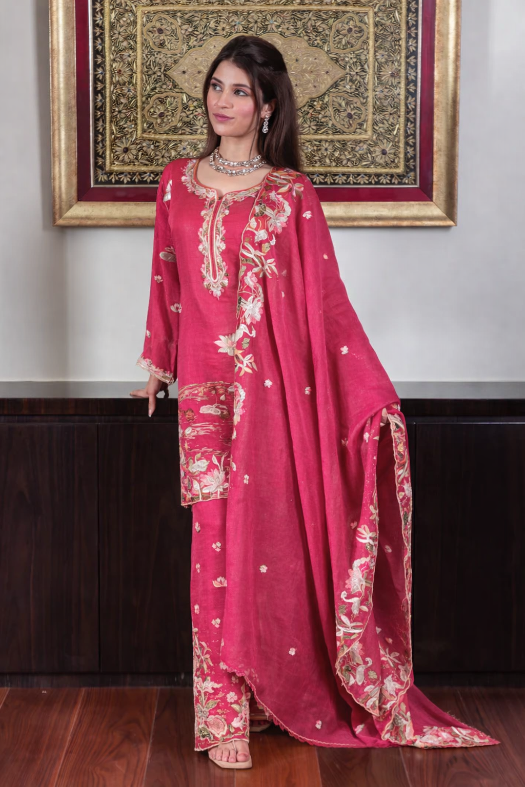 Noor Pure Mul Chanderi Embroidered Sharara Set – Sunflower Yellow