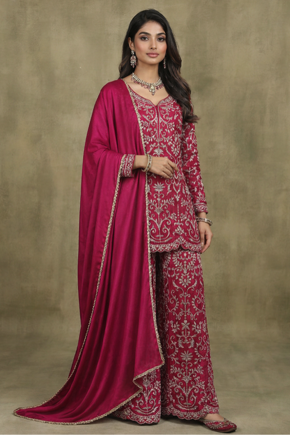 The Aafreen Chinon Handwork Sharara Set