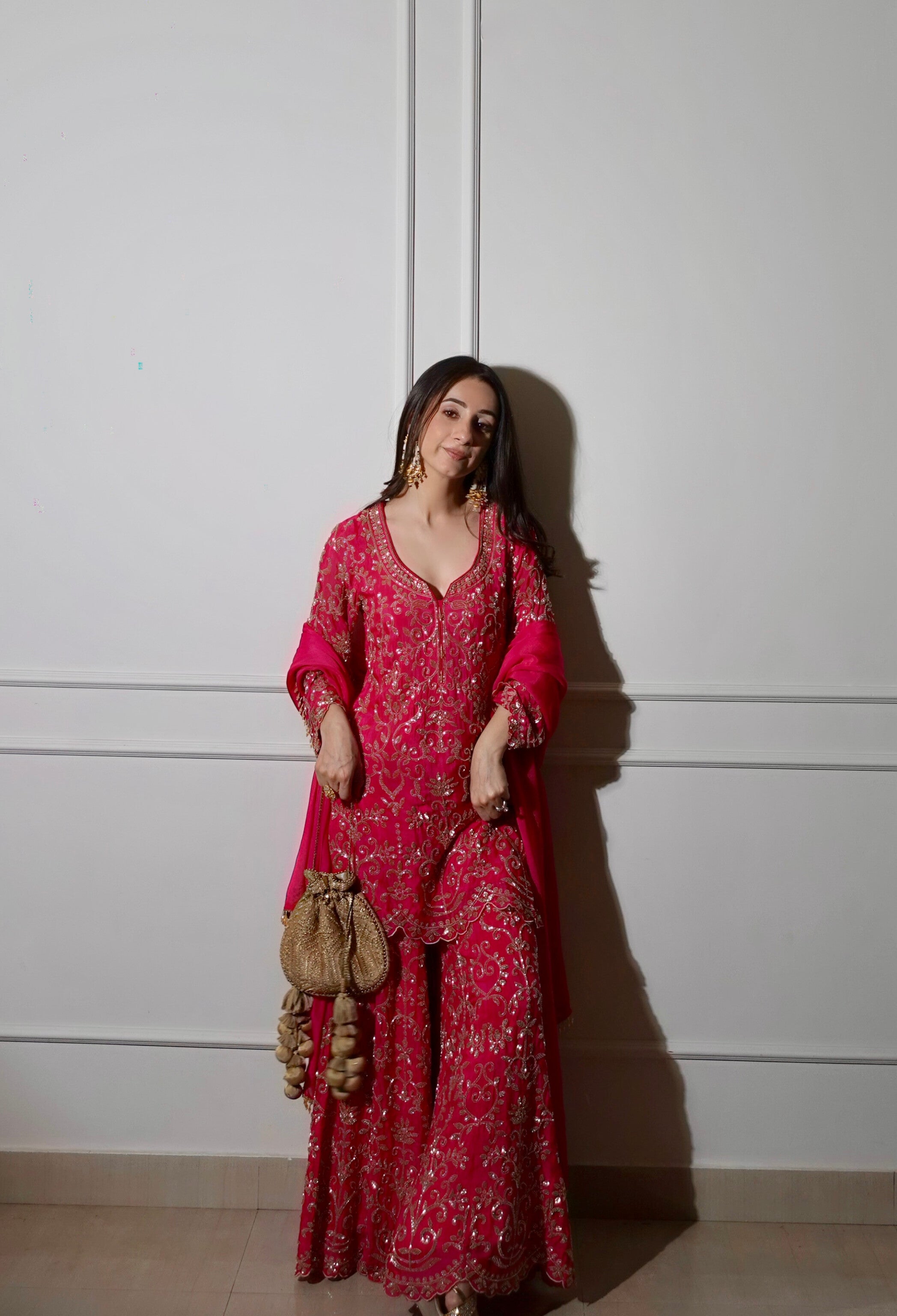 Manmeet in The Aafreen Chinon Handwork Sharara Set