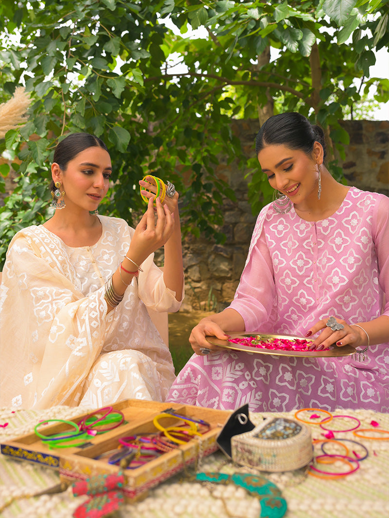 Mayra Pure Mul Chanderi Embroidered Kurta Set with Dupatta - Blush Pink