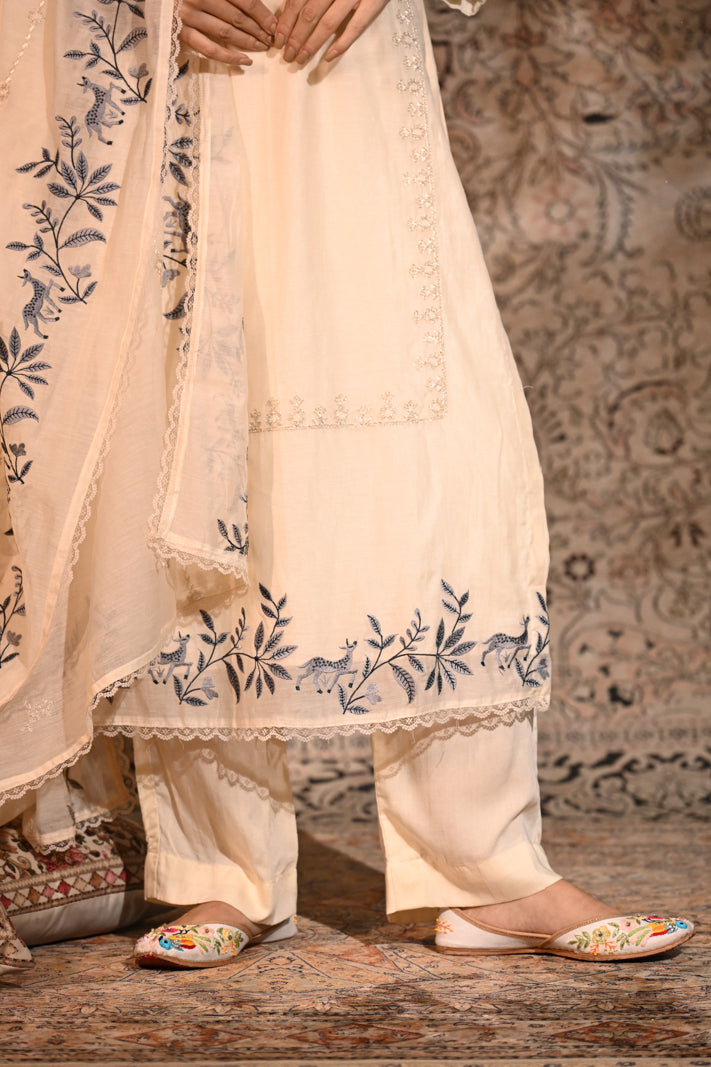 Ivory Bloom Embroidered Suit Set