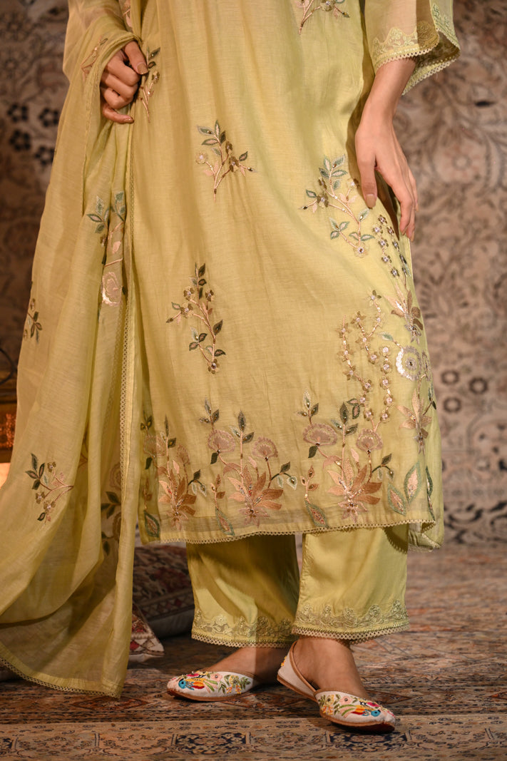 Pistachio Garden Embroidered Suit Set