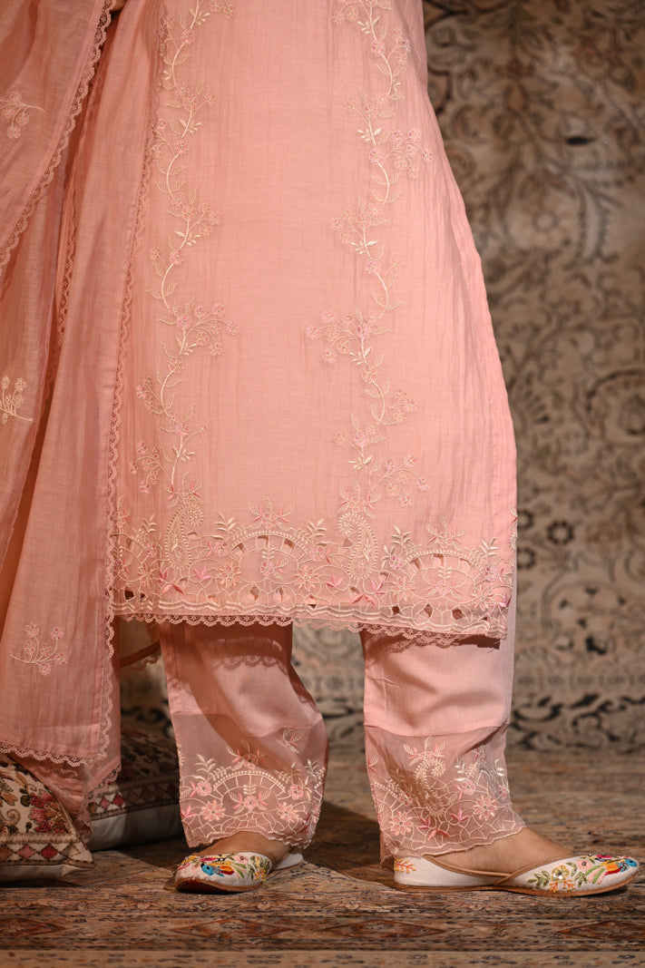 Blush Petal Embroidered Suit Set
