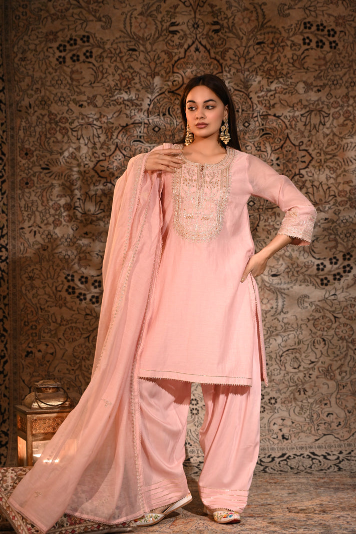 Rosé Noor Embellished Suit Set