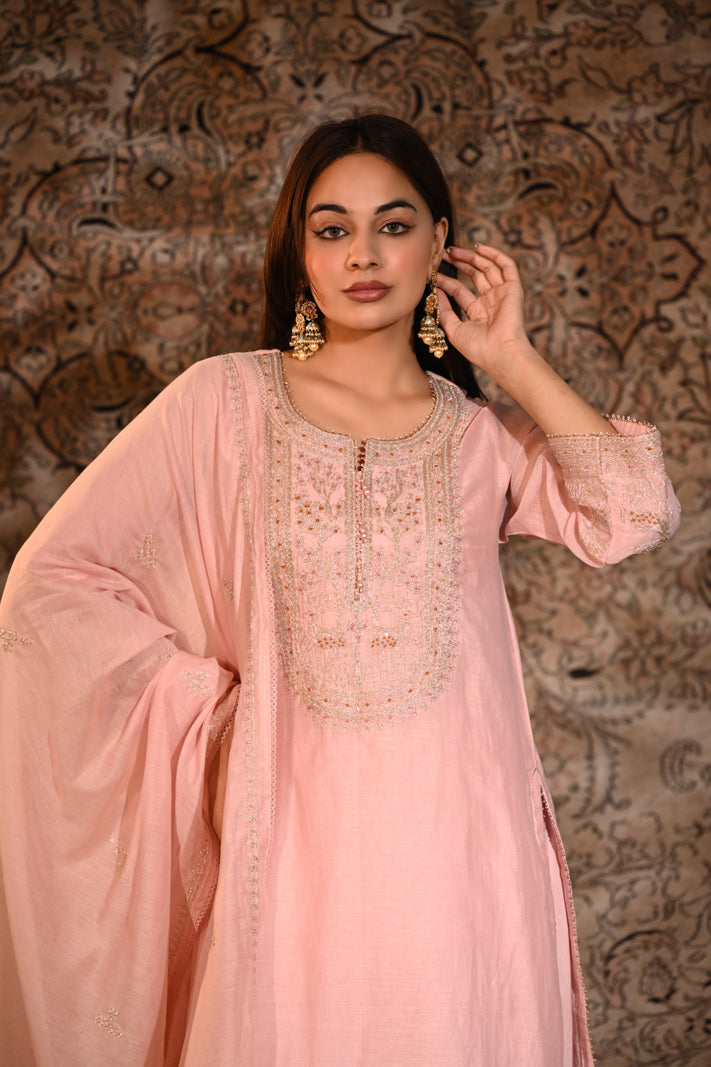 Rosé Noor Embellished Suit Set