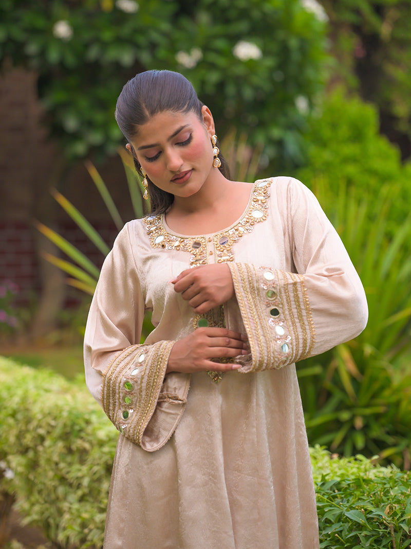 Trisha Embroidered Garara Set - Champagne Gold
