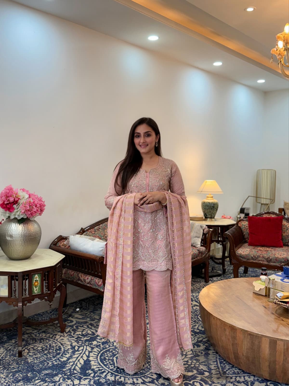Jyoti Bisht in Ameera Tissue Set - Pink