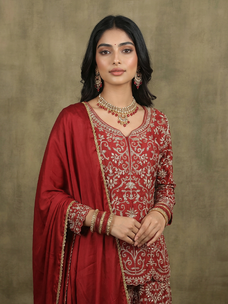 THE AAFREEN CHINON HANDWORK SHARARA SET