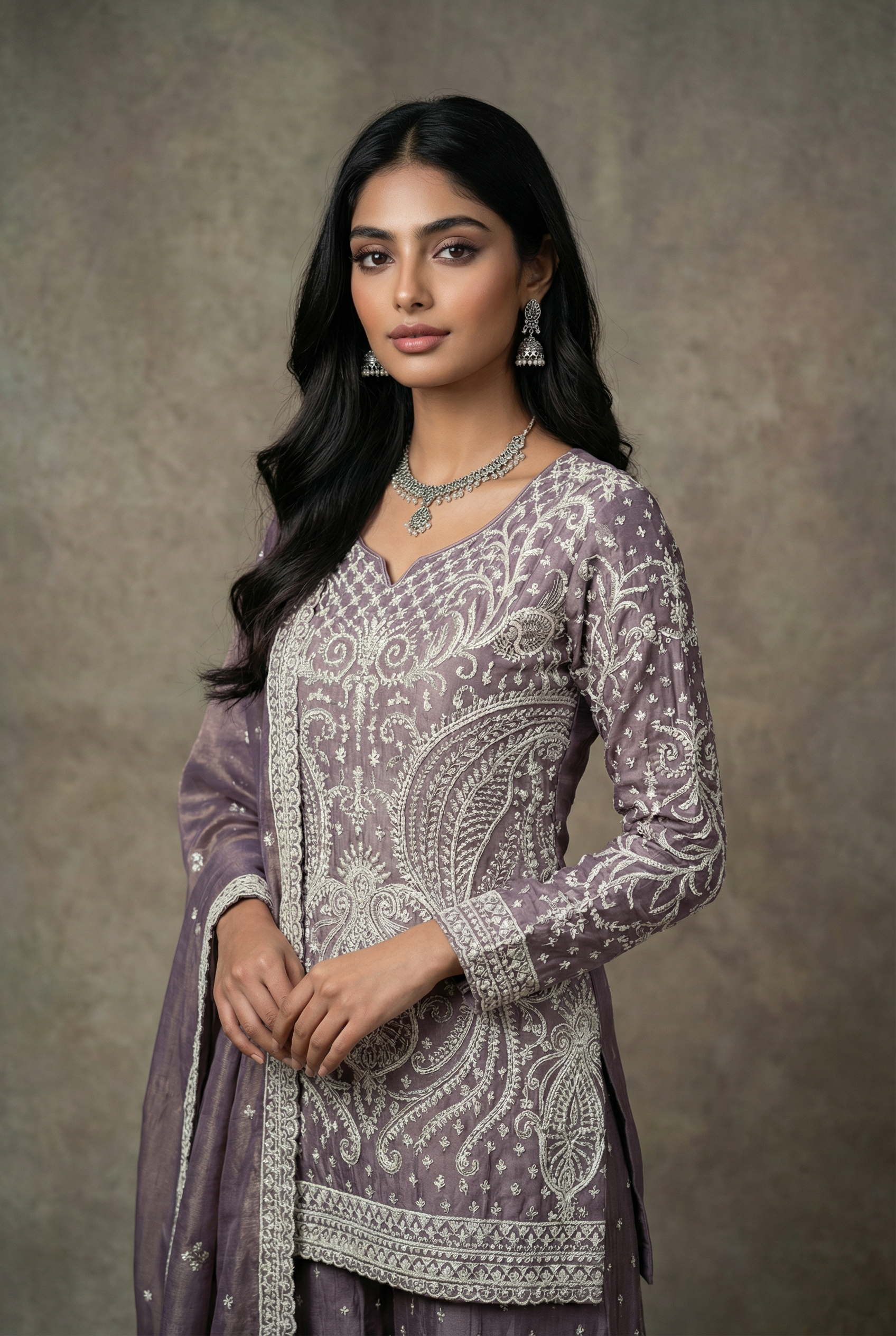 THE SHEHNAI TISSUE EMBROIDERED SHARARA SET