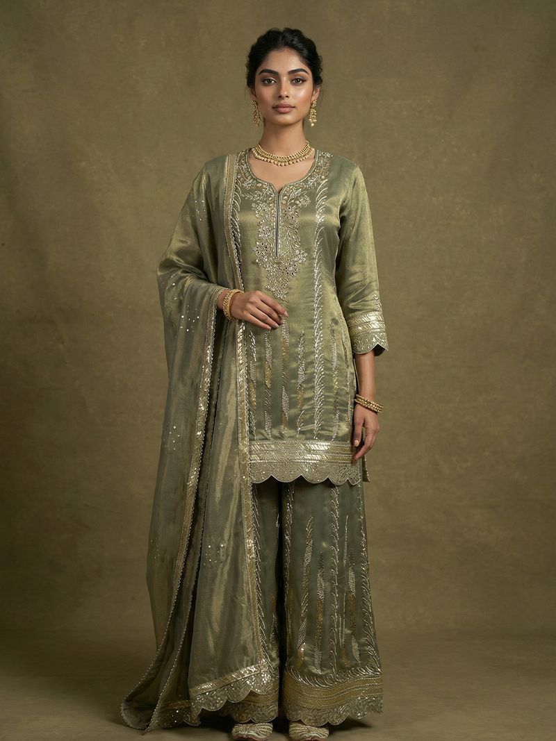 THE ZEHRA TISSUE ZARI SHARARA SET