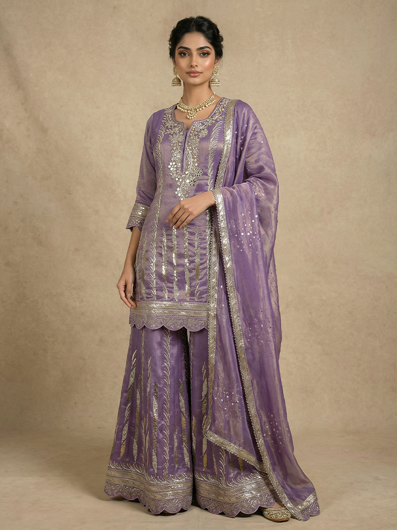 THE ZEHRA TISSUE ZARI SHARARA SET
