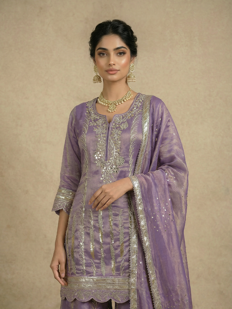 THE ZEHRA TISSUE ZARI SHARARA SET