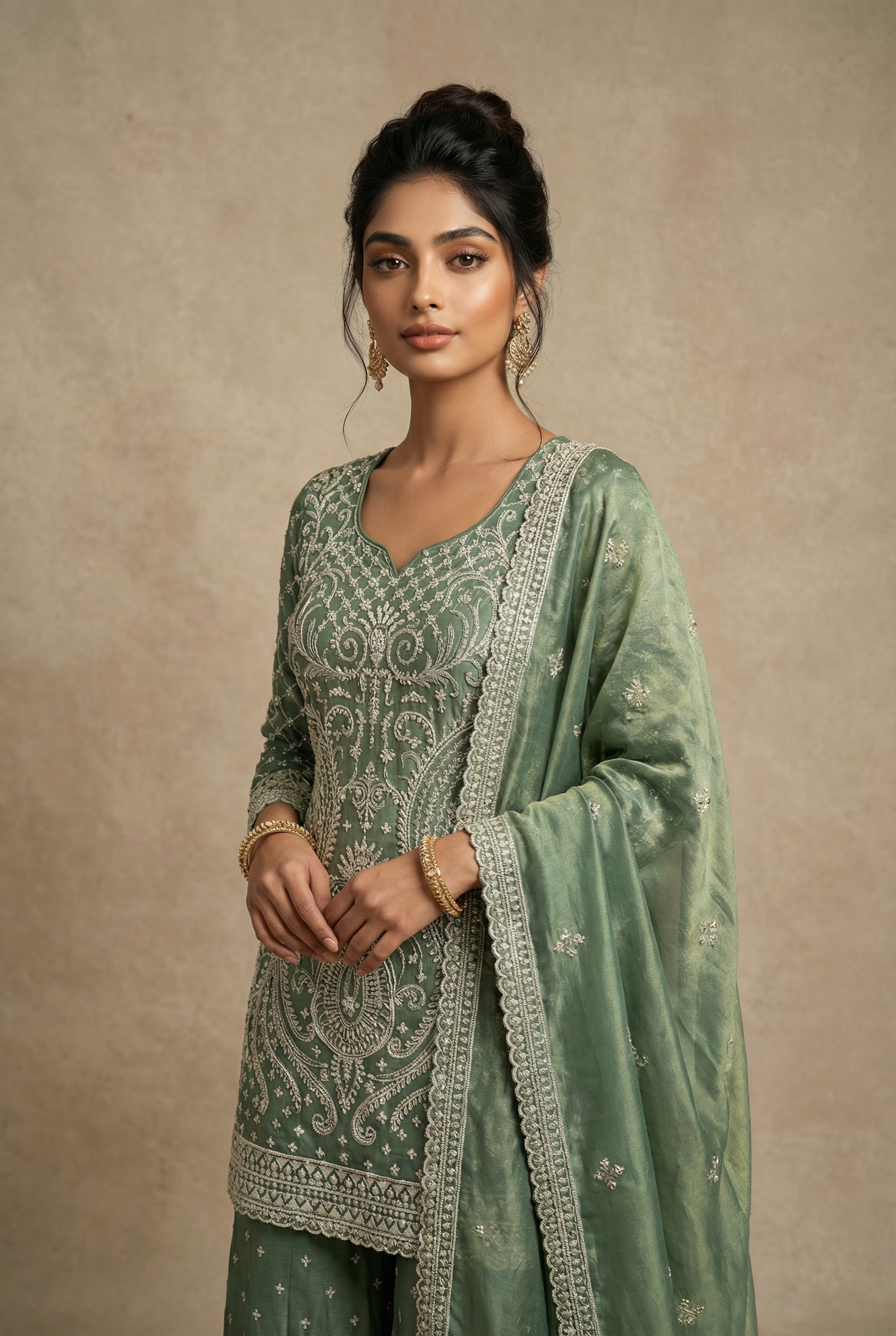 THE SHEHNAI TISSUE EMBROIDERED SHARARA SET