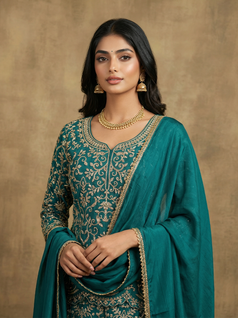 THE AAFREEN CHINON HANDWORK SHARARA SET