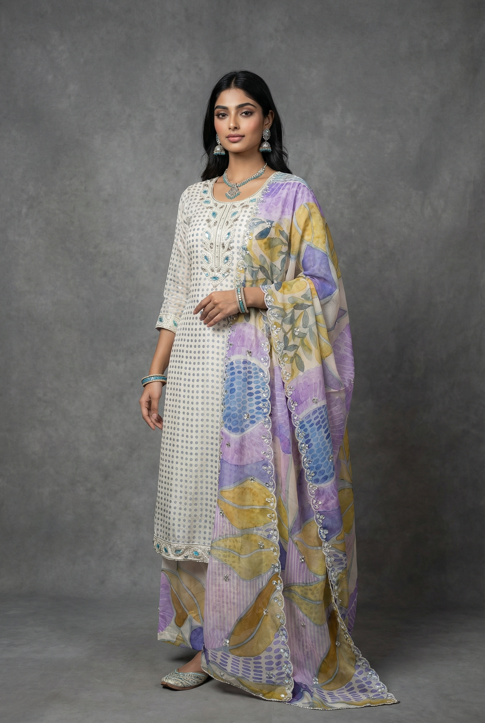 THE MEHER ORGANZA SATIN HANDWORK SET