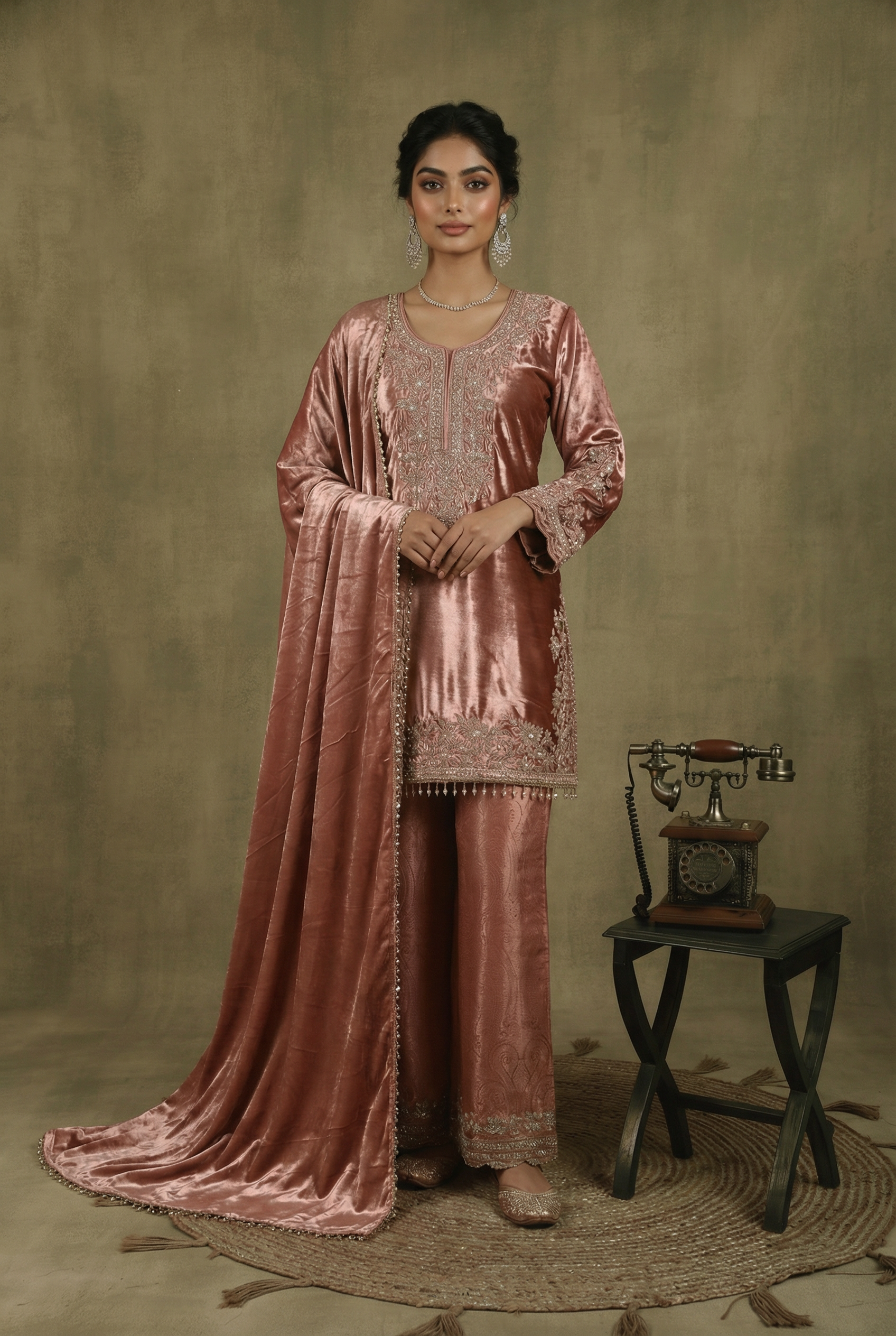 Zoya Velvet Brocade Suit Set