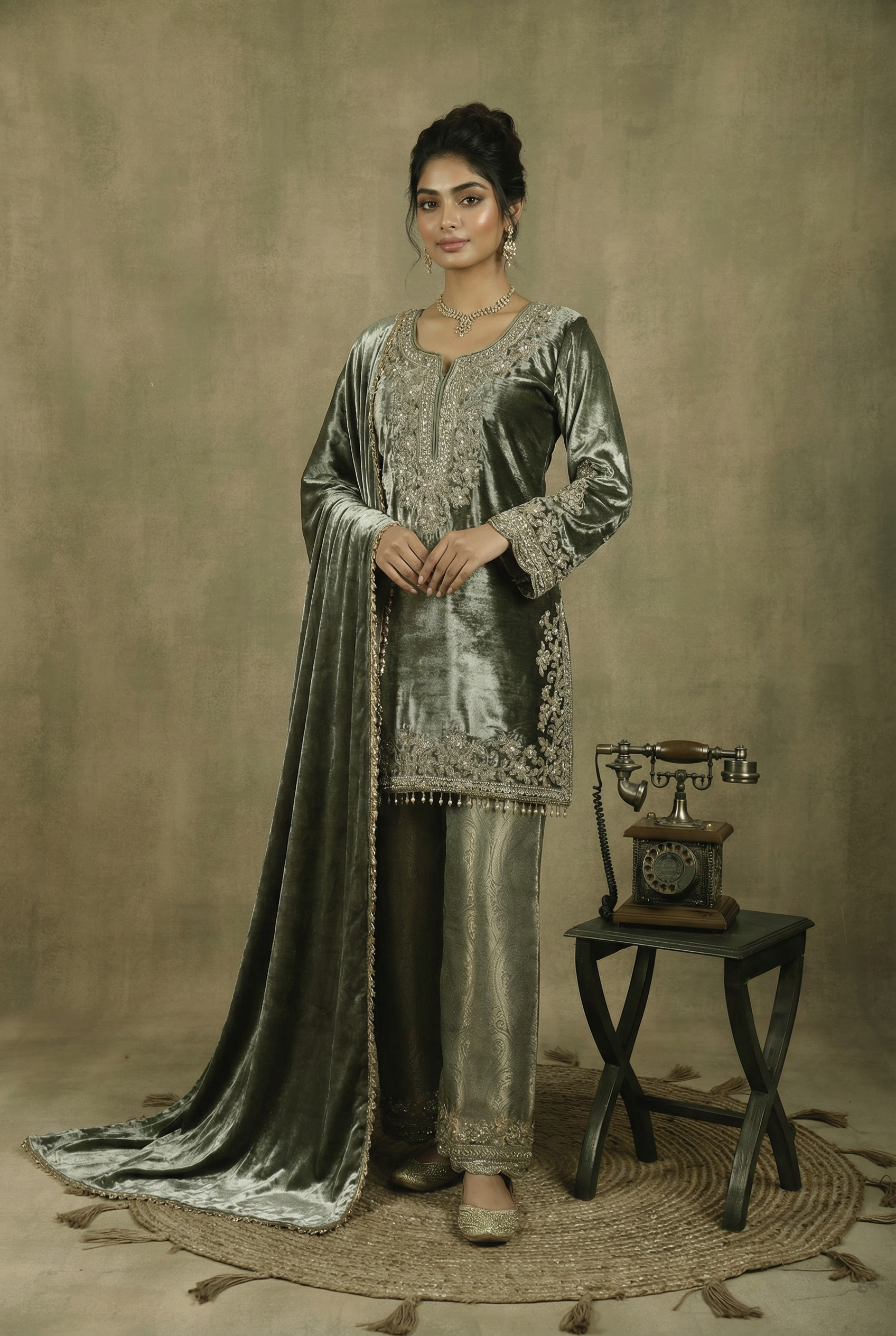 Zoya Velvet Brocade Suit Set