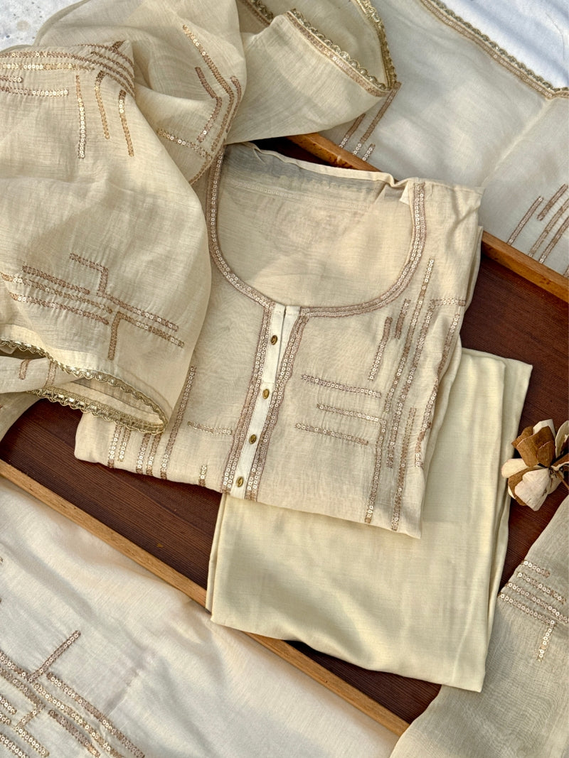 Arohi Pure Mul Chanderi Embroidered Kurta Set with Dupatta