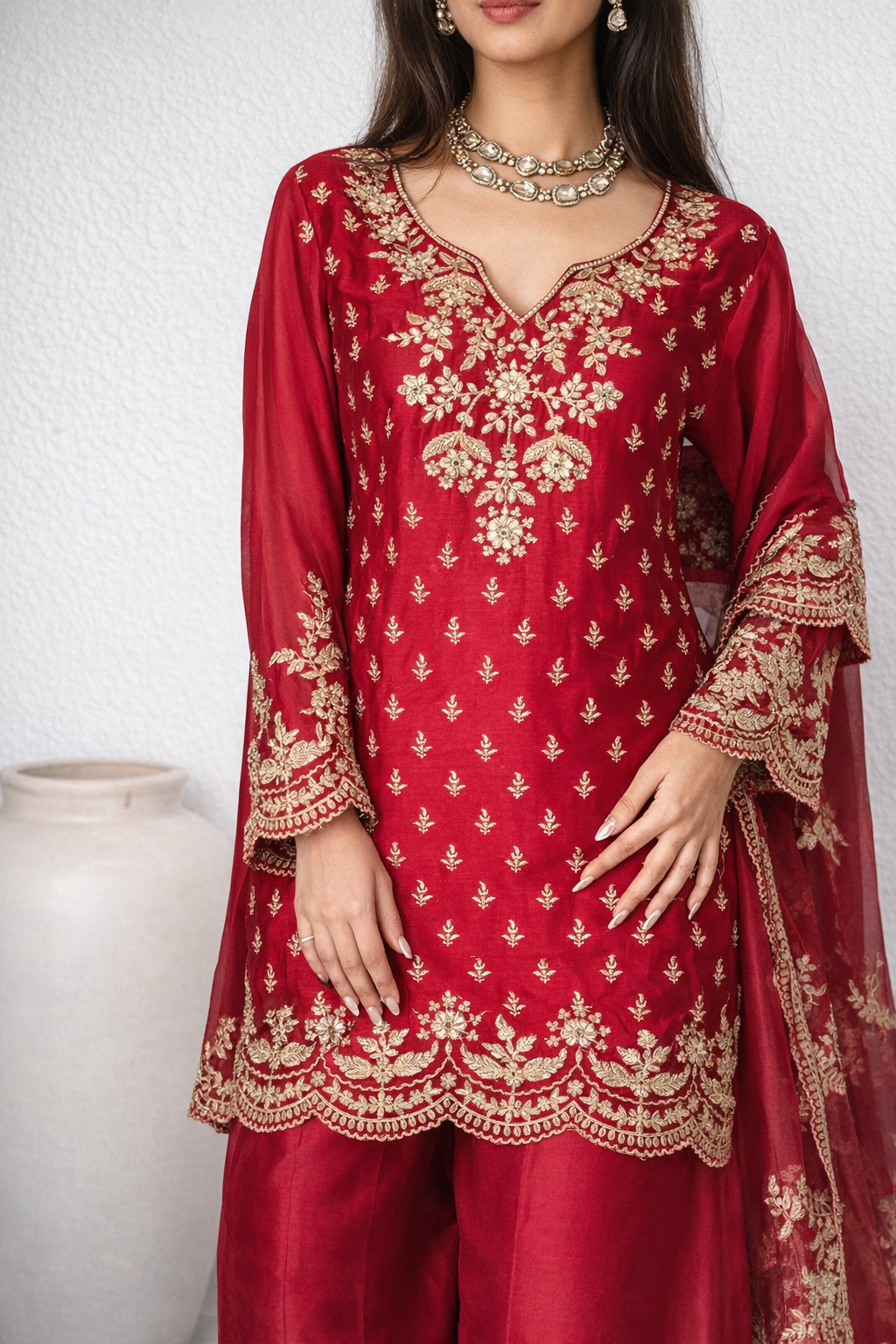 Aarini Mul Chanderi Dori Embroidered Sharara Set