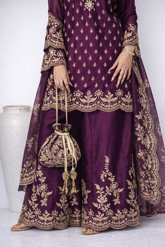 Aarini Mul Chanderi Dori Embroidered Sharara Set