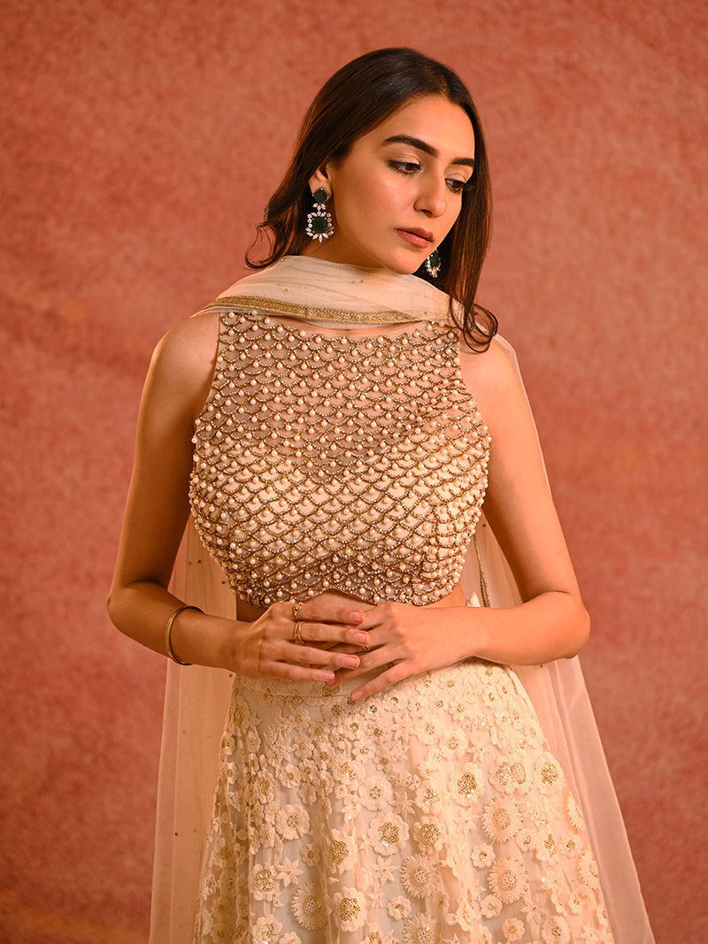 Pearl White Lehenga Set