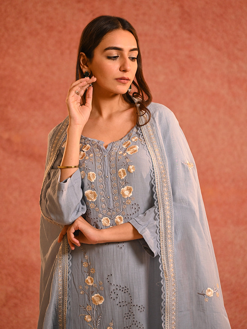 Noira Pure Mul Cotton Suit Set With Dupatta